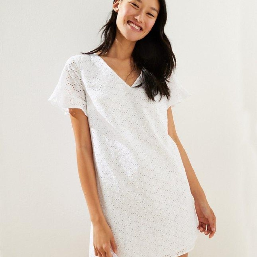 LOFT Women's‎ NWT Eyelet Flutter Cuff Shift Dress